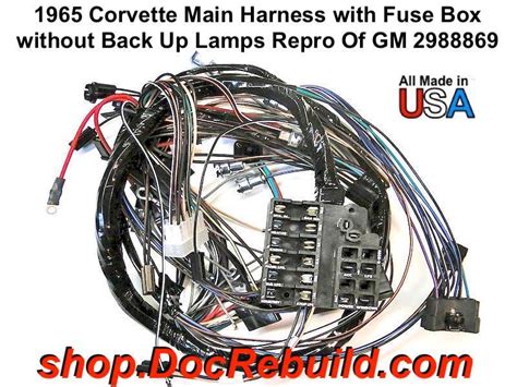 1965 Corvette Main Harness With Fuse Box Without Back Up Lamps Repro Of