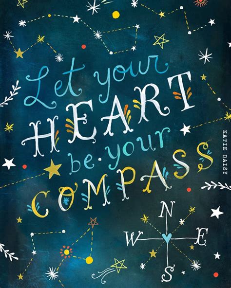 Let Your Heart Be Your Compass Art Print Inspirational Wall Etsy