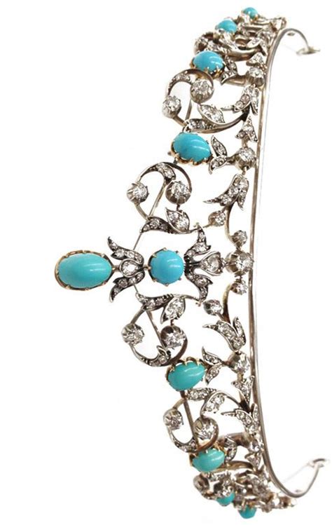 A Victorian Convertible Tiara Necklace Made With Turquoise And