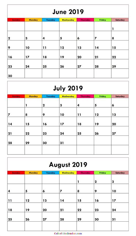 Blank Callendar For June July Aug And Sept Calendar Template Printable