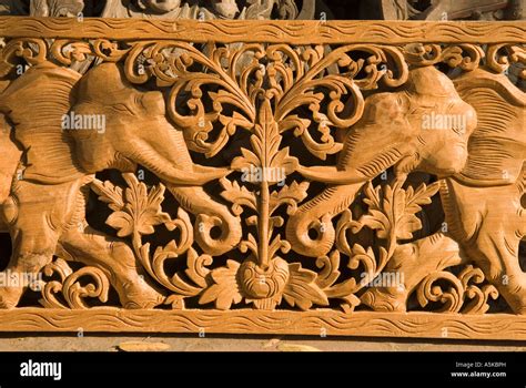 Teak Wood Carving Mandalay Myanmar Stock Photo Alamy