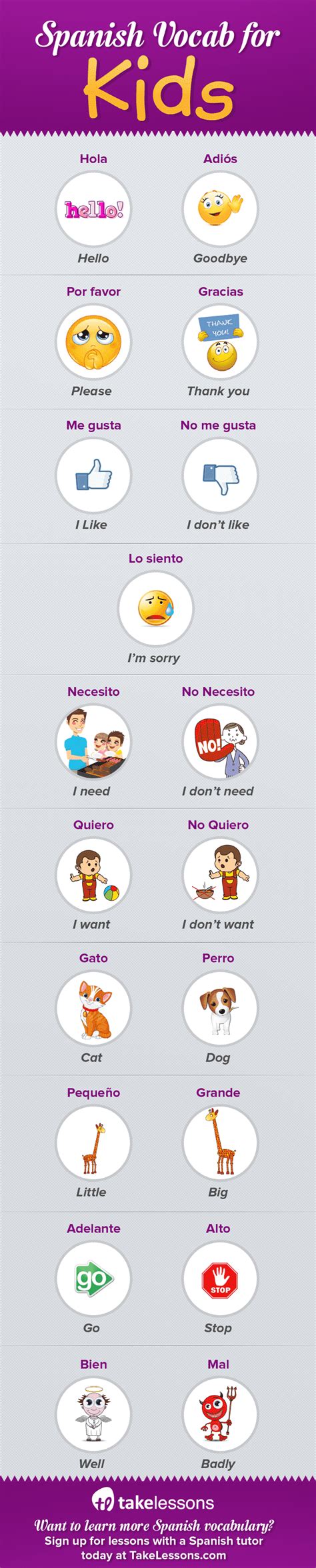 Easy Spanish Vocabulary Words To Teach Your Kids Takelessons