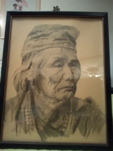 Native American Navajo Man Pencil Drawing Theresa Montroy 15 X 12 No