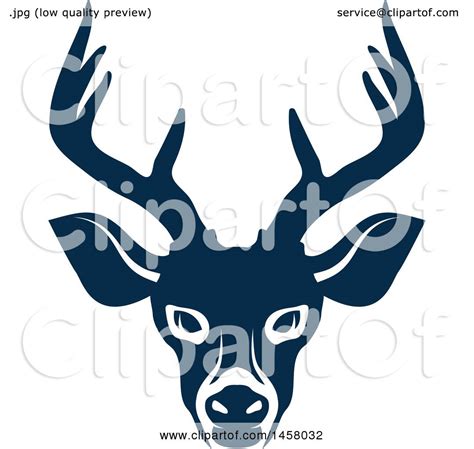 Clipart Of A Blue Buck Deer Mascot Face Royalty Free Vector