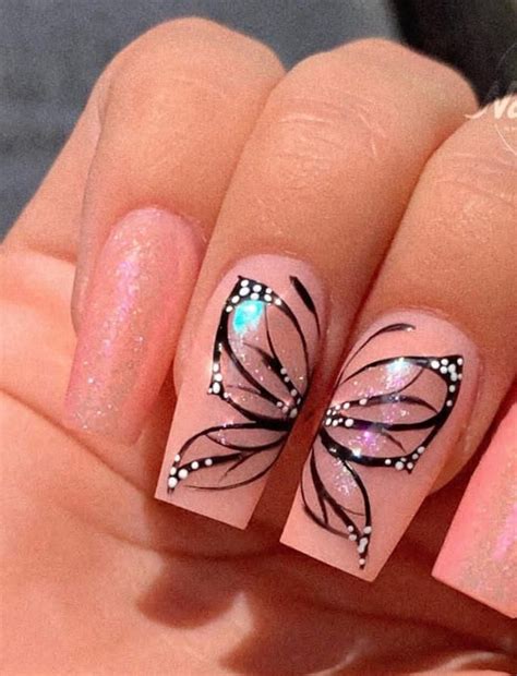 Beautiful Butterfly Long Coffin Nails Art Designs For Summer 2020