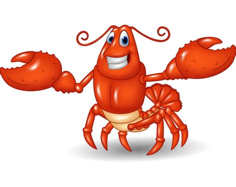 Cartoon Funny Lobster Illustration Vector 02 Free Download