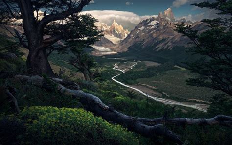 Download Wallpapers Patagonia Mountains Forest River Panorama