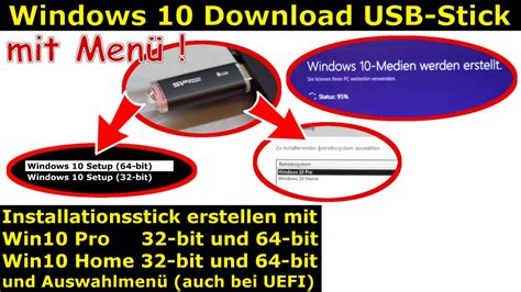 Windows 10 Download 32 Bit 64 Bit Pro Home Usb Stick Mit Auswahlmenü