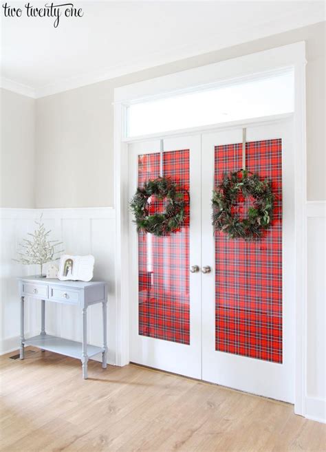 decorating french doors  christmas
