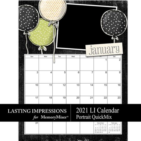 2021 Li Calendar Portrait Quickmix Scrapbook Page Design Memorymixer™