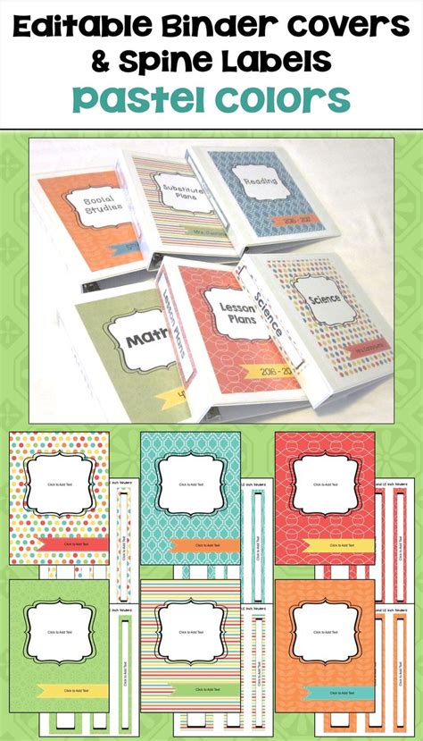 Download these 22 free printable binder spine label templates using ms word to help you prepare your very own binder covers easily. Editable Binder Covers and Spines in Pastel Colors ...