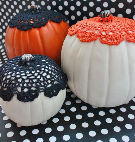 Fall Decorating Simple Doily Pumpkins Delightfully Noted