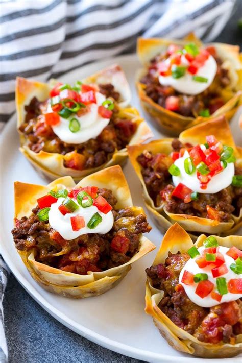 Taco Cups Wonton Taco Cups Taco Cups Recipe Wonton Appetizers Wonton