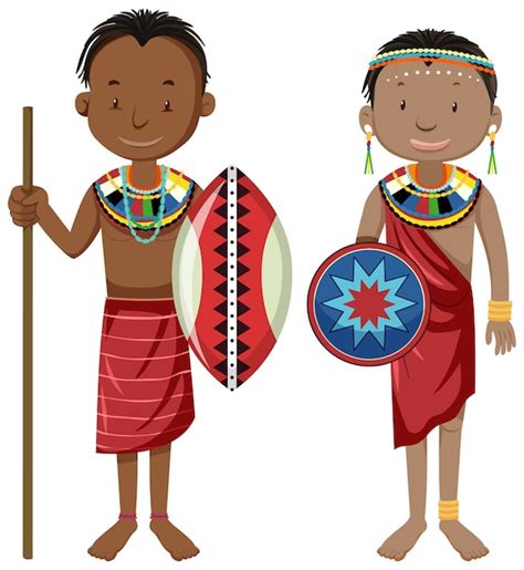Pessoas étnicas De Tribos Africanas Em Um Personagem De Desenho Animado