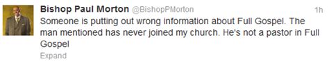In The Tweets Bishop Morton Responds To Hiv Church Scandal