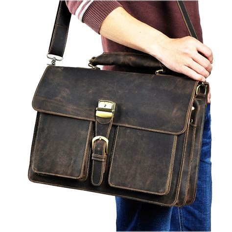 Men Quality Leather Large Capacity Business Briefcase 15 6 Laptop Case