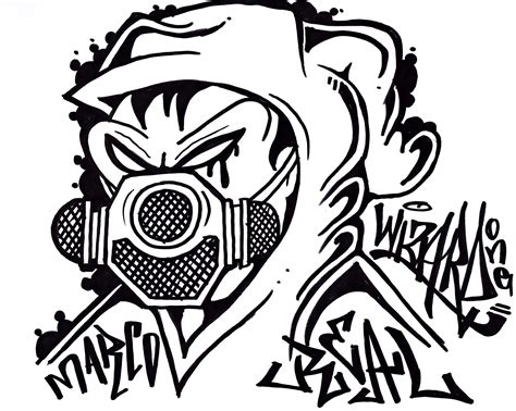 Wizard Gas Mask Graffiti Drawings
