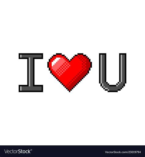 Pixel Art I Love U Text Detailed Illustration Isolated Vector Download