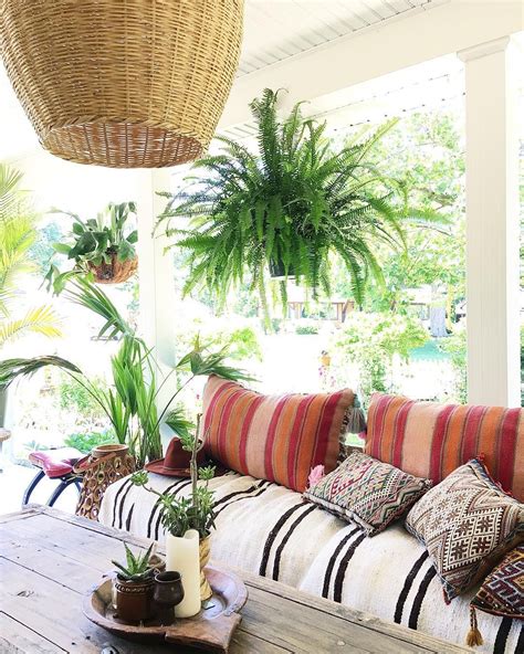 Flea Market Fab Bohemian Eclectic Colorful Striped Porch Seating Boho Outdoor Living