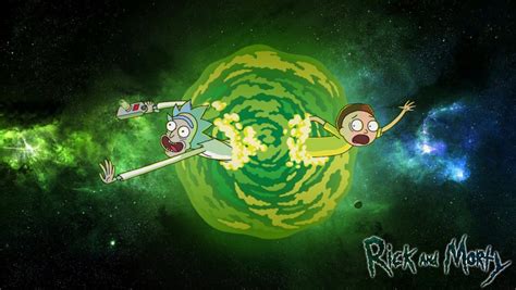 Rick And Morty Cartoon Green Space Portal Rick Sanchez Morty Smith Hd