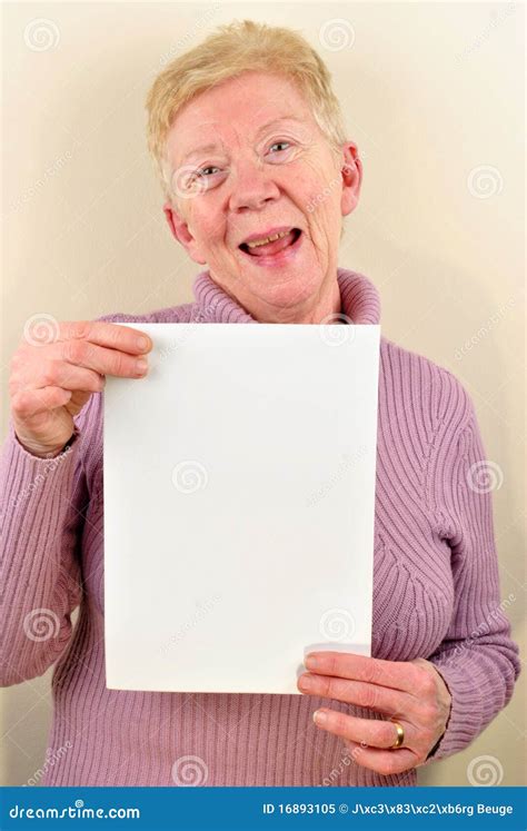 Old Woman Holding Some White Paper Royalty Free Stock Photo Image