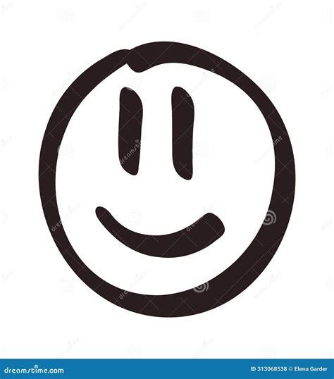 Hand Drawn Smile Doodle Emotion Face Freehand Vector Cute Emoticon Stock Vector Illustration