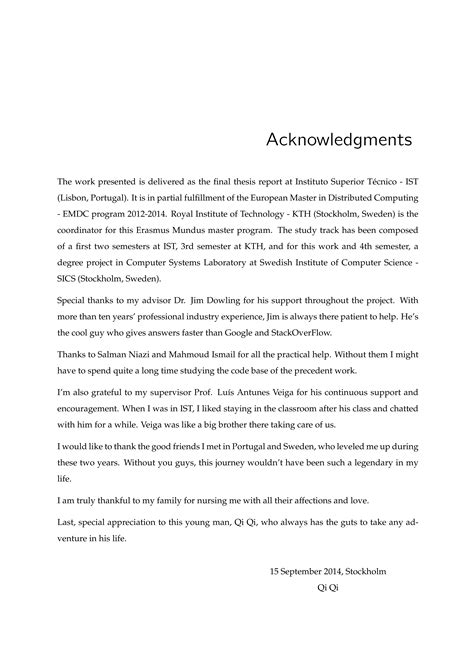 Thesis Acknowledgement Page