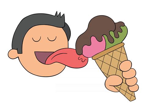 Cartoon Man Licks Ice Cream Vector Illustration 2889591 Vector Art At