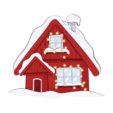 Premium Vector Cartoon Winter House Vector Image Of The Red Christmas