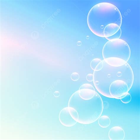 Shiny Soft Water Bubbles On Blue Background Water Bubble Vector