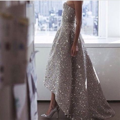 Dress Glamour Silver Glitter Shiny High Low Dresses Sleveless