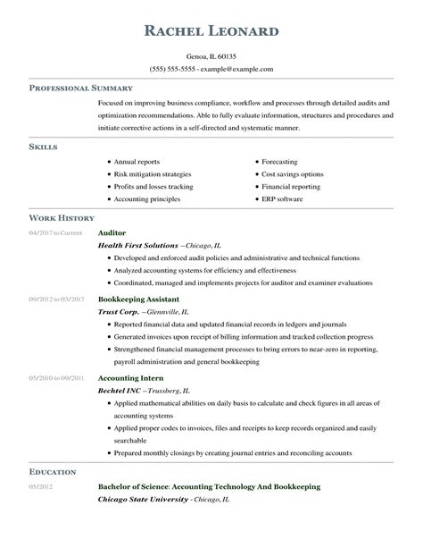 This auditor cv sample intends to provide you with a rough framework in order to hone your skills. Professional Accounting Resume Examples | LiveCareer