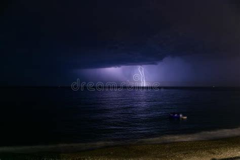 Thunderstorm On A Sea Stock Photo Image Of Horizon 107038658
