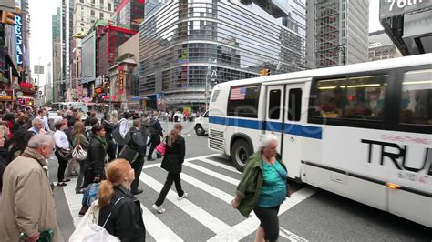 Crowd of people walking crossing street at intersection in New York City 25P PAL Stock Footage # ...