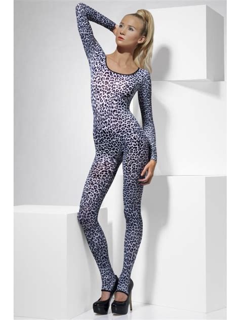 Ladies White Sexy Fever Leopard Print Costume Bodysuit 26806