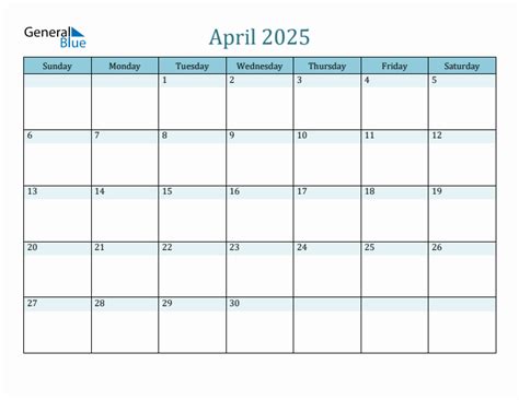 April 2025 Monthly Calendar Pdf Word Excel