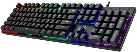 Pictek Full Size Mechanical Gaming Keyboard Rainbow Backlit Ultra Slim
