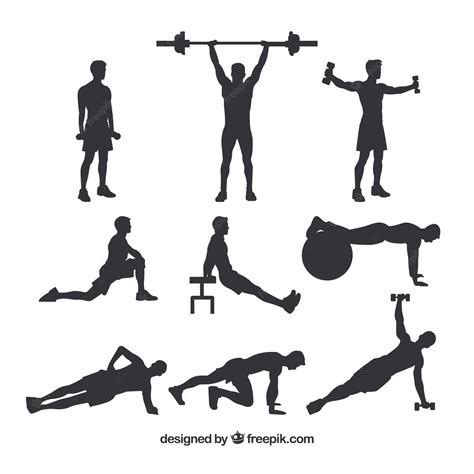 Free Vector Set Of Male Crossfit Silhouettes