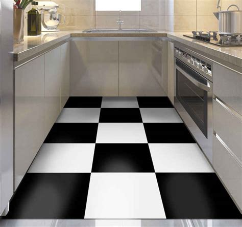 Black And White Squares Kitchen Flooring Tenstickers