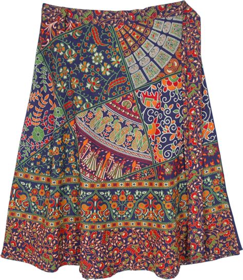 Full Ethnic Floral Gypsy Plus Size Wrap Around Skirt Multicoloured
