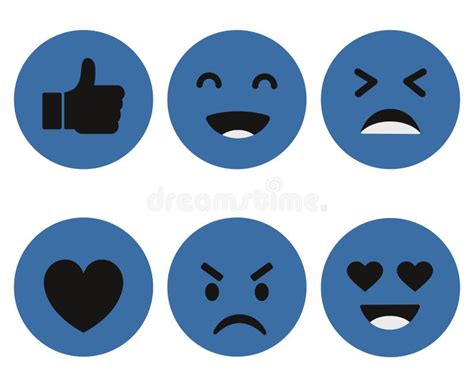 Set Of Emoticon With Emoji Flat Design Style Blue Color Social Media