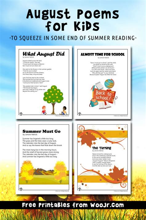 August Poems For Kids Woo Jr Kids Activities Childrens Publishing