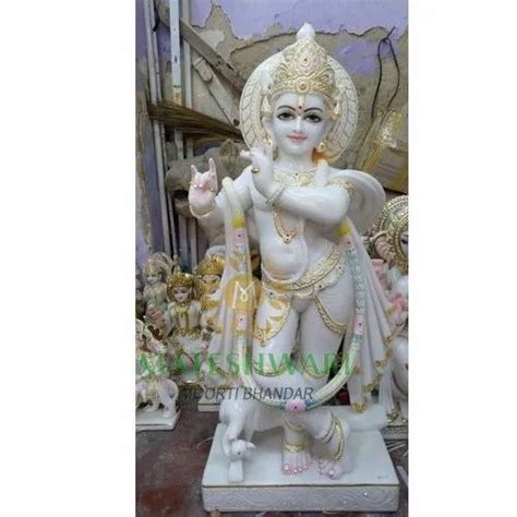 hindu white marble lord krishna moorti for worship size 12 84 inch at rs 35000 in jaipur