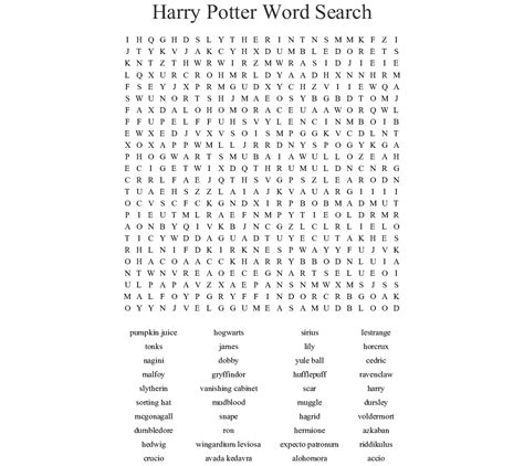 Mega Harry Potter Word Find Word Search Wordmint