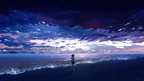 1398412 Anime Beach Sunrise Seashore Sea Horizon Scenery Rare
