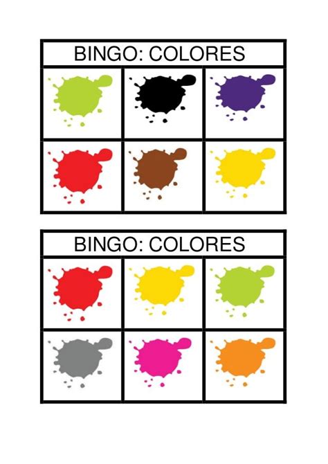 Bingo Colores Bingo Colores Bingo For Kids Bingo Sheets English