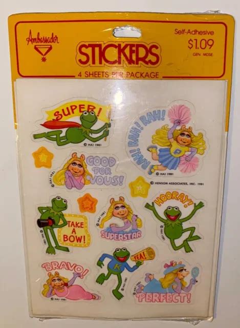 Vintage Hallmark Muppets Kermit And Miss Piggy Reward Stickers 4 Sheets