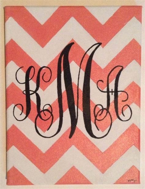 Chevron Monogram Painting Etsy