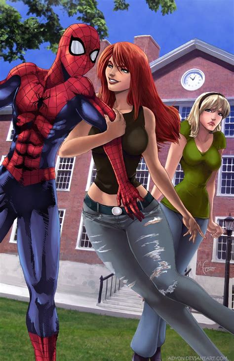 mary jane and gwen by adyon on deviantart spiderman marvel spider gwen spiderman comic