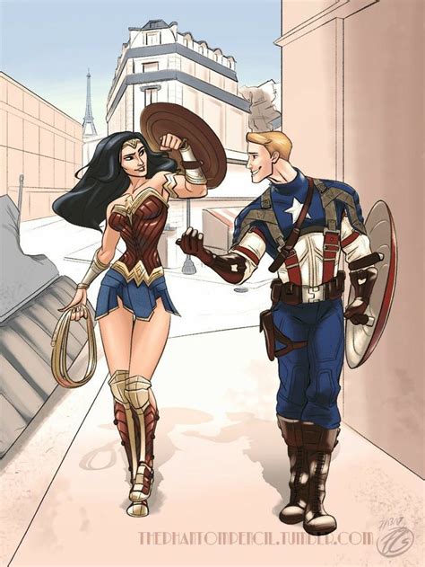 Wonder Women And Captain America Marvel And Dc Crossover Wonder